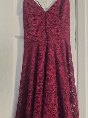 kimchi blue red lace dress Urban Outfitters Kimchi Blue Red Lace Mini Dress Bodycon Lined Women's Sz Medium